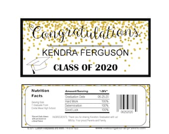 Graduation Candy Bar Wrapper favor, instant download editable Printable Confetti - GRA1221 DIY (1- PDF file)  or any year