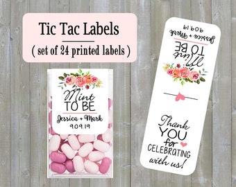 Wedding tic tac labels, Mint to be, Wedding Favor, customized (set of 24 printed labels) Bridal shower, Anniversary, TIC789140