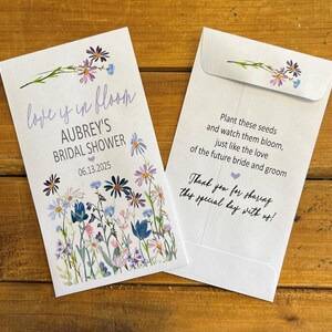 Wildflower love is in bloom bridal shower seed packet favors, Wedding favor, with or without seeds (set of 15), sp20212