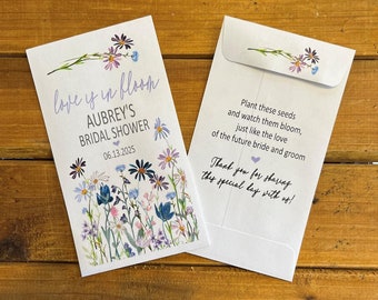 Wildflower love is in bloom bridal shower seed packet favors, Wedding favor, with or without seeds (set of 15), sp20212
