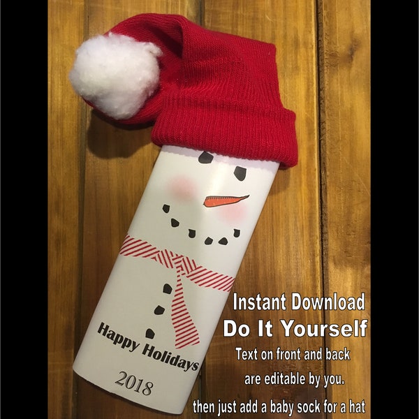 Christmas Snowman Candy Bar Wrapper Instant download editable Printable (do it yourself) DIY (1- PDF file) Christmas favor chr700150