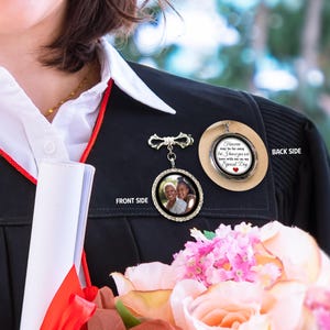 Personalized Photo Lapel Pin for Graduation, Custom Memorial Graduation Brooch Gift for Her, Graduation Gown Pin, Loss of Dad Sympathy Gift