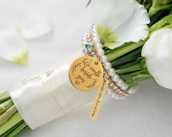 Personalized Memorial Bridal Bouquet Charm, Engraved Memorial for Aisle, In Loving Memory Wedding Keepsake