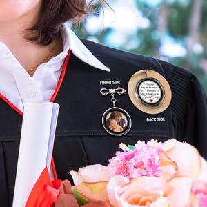 Personalized Photo Lapel Pin for Graduation, Custom Memorial Graduation Brooch Gift for Her, Graduation Gown Pin, Loss of Dad Sympathy Gift
