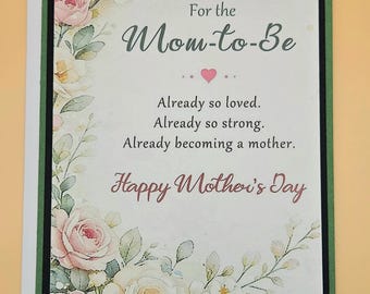 Mother’s Day Card for Mom to Be, Handmade Floral Greeting, Heartfelt Keepsake with Message