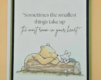 Winnie the Pooh Friendship Card, Handmade Classic Pooh and Piglet Friend Greeting, Smallest Things Keepsake