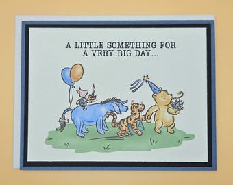 Winnie the Pooh Birthday Card, Handmade Classic Pooh and Friends Parade, Colorful Fun Keepsake