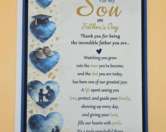 Father's Day Card for Son, Handmade Blue Hearts Milestone, Incredible Father Keepsake