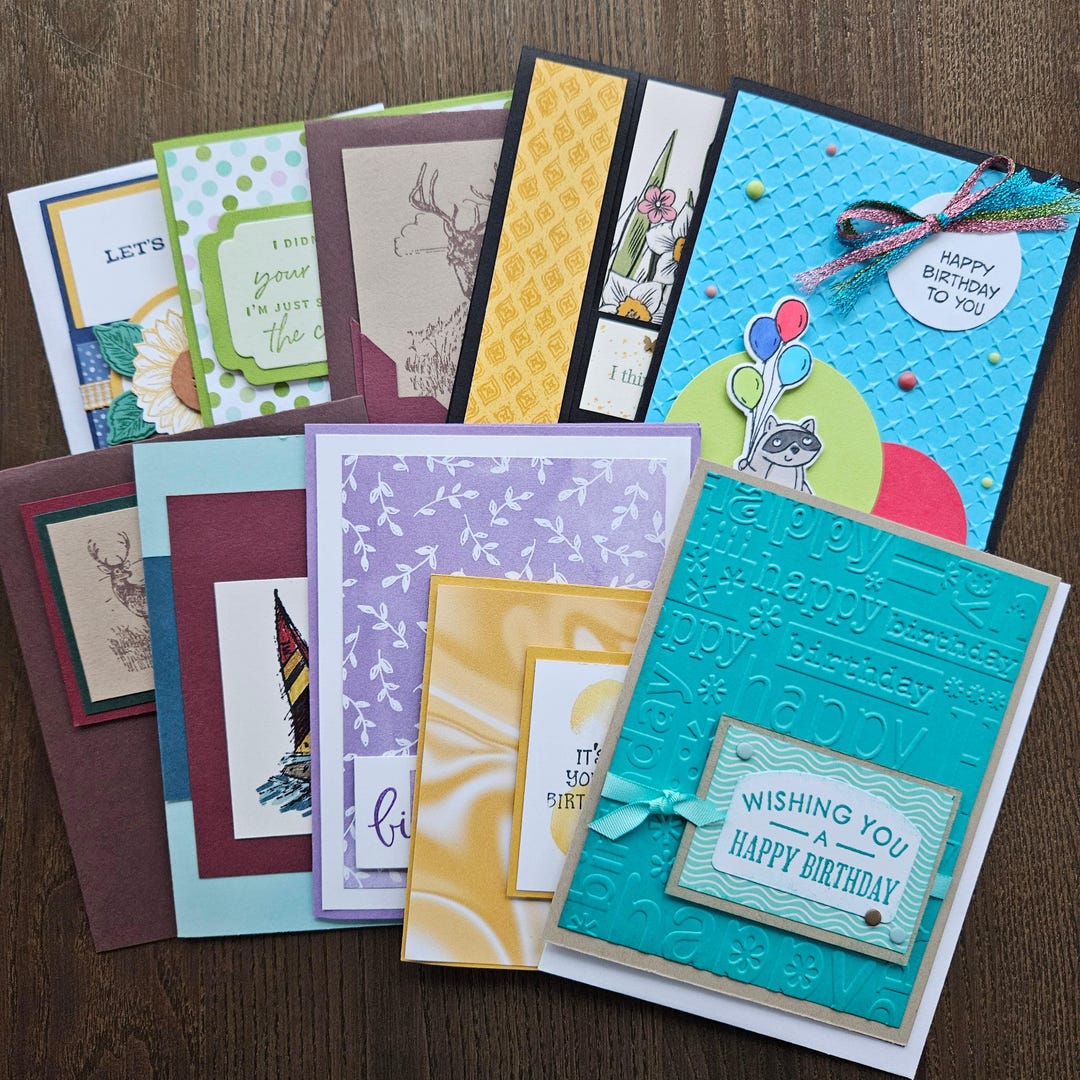 Handmade Birthday Card Bundle - Joyful Birthday Wishes, Assorted Set of ...