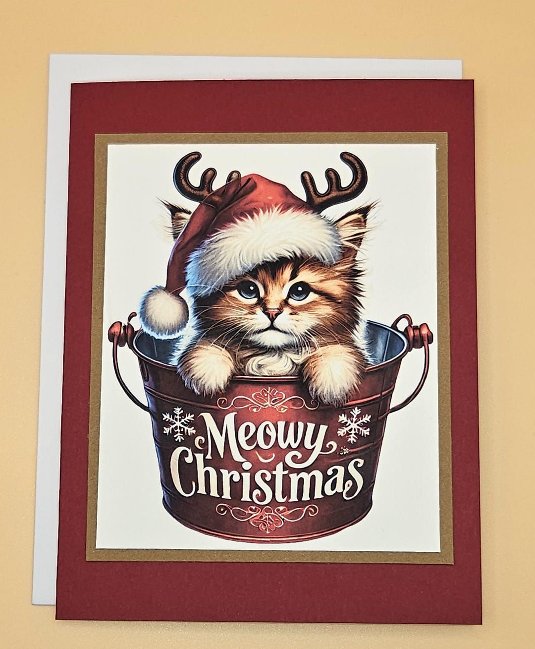 Handmade Meowy Christmas Card: Funny Cat Holiday Greeting - Etsy