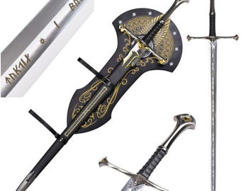 Spada Narsil di Aragorn ispirata al Signore degli Anelli (LOTR) con fodero e ciondolo, 129 cm, JT6334. Regalo decorativo a tema Il Signore degli Anelli.
