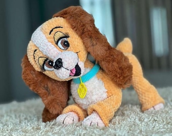 Lady the Dog Crochet Pattern PDF | Plush Amigurumi Dog Pattern | Lady and the Tramp Inspired Toy | English Pattern + Video Tutorials