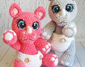 Dino Crochet Pattern, Amigurumi  Crochet Patterns, Crochet Pattern, Plushie Pattern Step-by-Step Instructions Crochet pattern