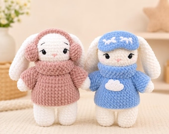 2 in 1 Bunny The Music Lover and Sleeping Bunny Crochet Pattern, Amigurumi Patterns ,Crochet Pattern, Plushie Pattern quick and easy pattern