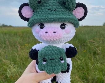 Cow in a frog costume. English Pattern, Crochet Pattern, Amigurumi  Crochet Patterns , Plushie Pattern quick and easy pattern