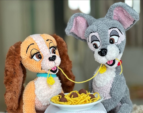 Lady and Tramp Crochet Pattern 2-in-1 PDF | Disney Amigurumi Dog Patterns | Plush Crochet Toys | English Patterns + Video Tutorials