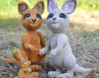 Kangaroo family Crochet Pattern, Amigurumi  Crochet Patterns, Crochet Pattern, Plushie Pattern Step-by-Step Instructions Crochet pattern