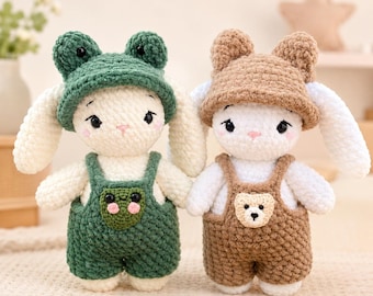 2 in 1 bunny in a frog costume and Bunny in a bear costume. English Pattern, Crochet Pattern, Amigurumi  Crochet Patterns , Plushie Pattern