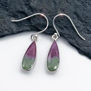 Secret Ruby - Genuine Faceted Ruby in Zoisite Sterling Silver Earrings