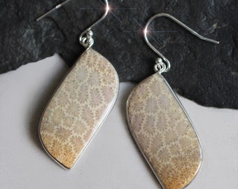 Natural Yellow and Orange AAA Grade Coral Stem Slices 925 Silver Necklace and Earrings