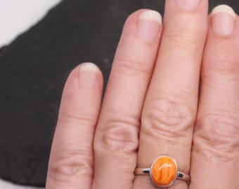 Juicy Orange - Spiny Oyster Sterling Silver Ring Size 9