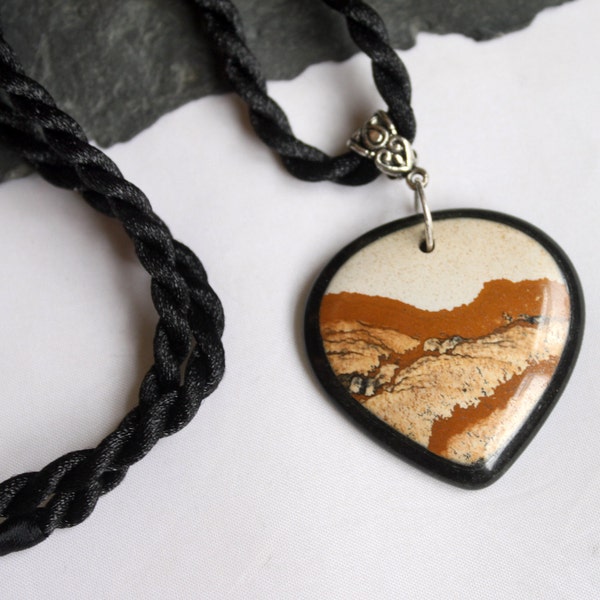 Desert Dreams - Landscape Jasper and Black Onyx Intarsia Necklace