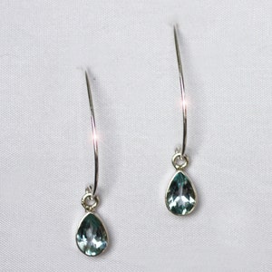 Artic Ice - Beautiful Luminous Faceted Blue Topaz  Drop Sterling Silver Earrings