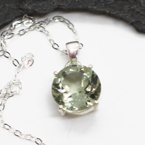 Green Tea - Green Amethyst Sterling Silver Necklace