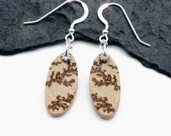 RESERVED FOR YULIA Fernwood  - Dendritic Psilomelane Sterling Silver Earrings