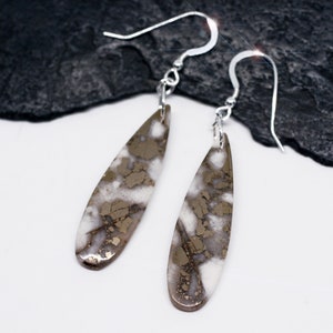 Gold Rush - Natural Gold Pyrite and Quartz Sterling Silver Earrings