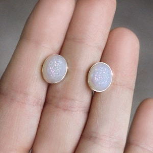 Orecchini A Monachella In Argento Sterling Druzy: Argento Brillante, 12 Mm - Italia - Foto 10