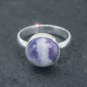 Dark Side of The Moon - Violet Flame Opal  Sterling Silver Ring Size 8.5