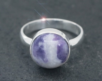 Dark Side of The Moon - Violet Flame Opal  Sterling Silver Ring Size 8.5