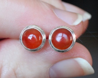 Candied Orange - Beautiful Carnelian Sterling Silver Stud Earrings