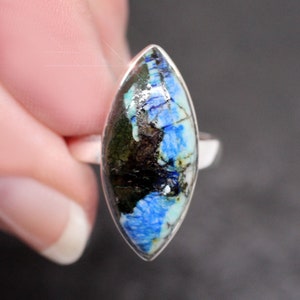 The Tidal Pool - Beautiful Natural Shadowkite Sterling Silver Ring Size 7