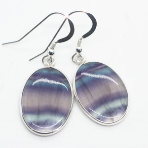 Somewhere Over the Rainbow - Beautiful Rainbow Fluorite Drop Sterling Silver Earrings