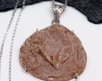 Desert Rose - Collana in argento sterling con pietra preziosa di cristallo di gesso