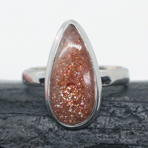 Sun Stone - Natural Sunstone Sterling Silver Ring Size 10