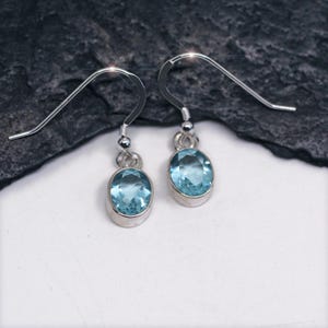 Artic Ice - Beautiful Luminous Faceted Blue Topaz  Drop Sterling Silver Earrings