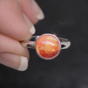 Juicy Orange - Spiny Oyster Sterling Silver Ring Size 6.5