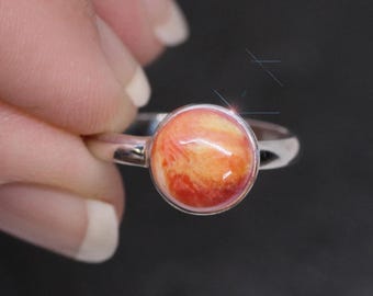 Juicy Orange - Spiny Oyster Sterling Silver Ring Size 6.5