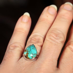 Desert Skies - Genuine Turquoise Sterling Silver Ring Size 6