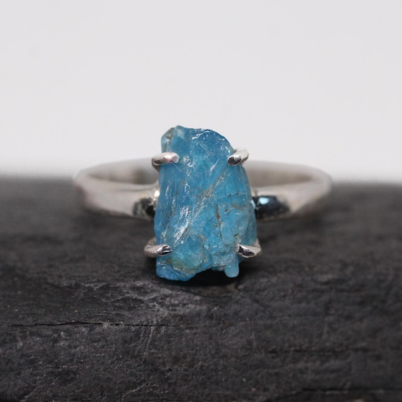 アパタイト　リング ネオンブルー - アパタイト スターリングシルバー リング サイズ 8.5