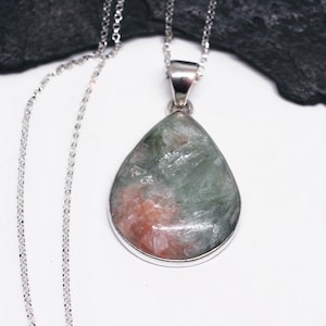 Spring Garden - Green & Orange Kyanite Sterling Silver Necklace