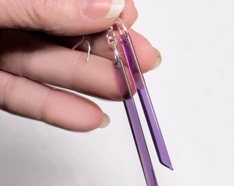 Royal Purple - Ultra Long Amethyst Sterling Silver Earrings