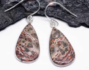 On Safari -  Leopard Skin Jasper and Sterling Silver Earrings