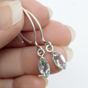 Artic Ice - Beautiful Luminous Faceted Blue Topaz  Drop Sterling Silver Earrings