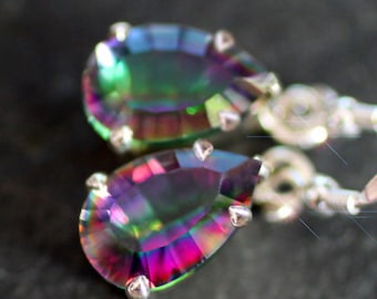 The Rainbow's End: pendientes de plata de ley con topacio místico facetado