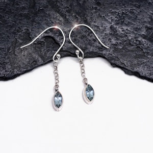 Artic Ice - Beautiful Luminous Faceted Blue Topaz  Drop Sterling Silver Earrings