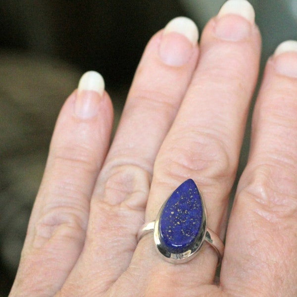 Royal Blue - Lapis Lazuli Sterling Silver Ring Size 9